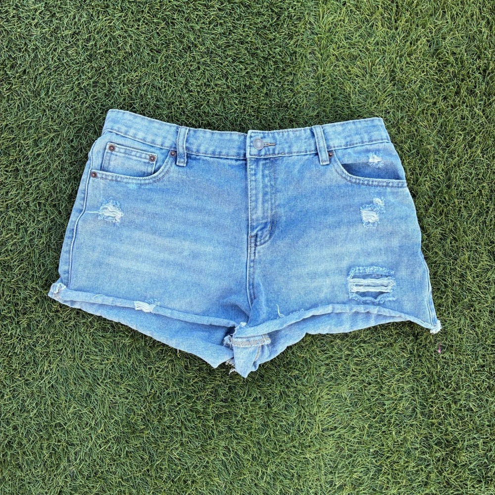 Project Rebel Denim Jean Shorts Size 32x2 Distressed Denim Cutoff Shorts Blue
